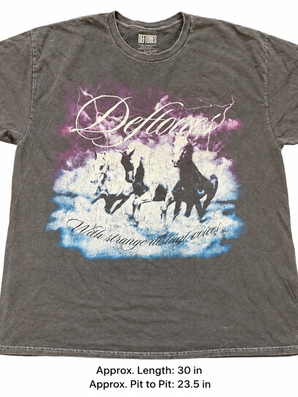 Deftones Swerve City Horses Graphic Tee Large Vintage Wash Band Shirt